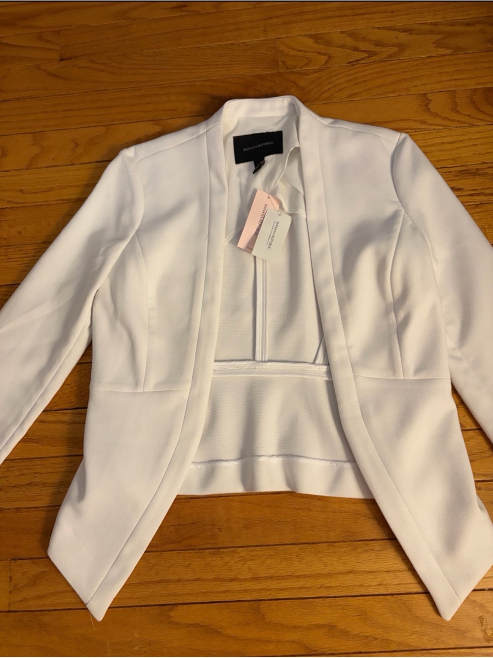 Banana Republic White Open-Front Cropped Blazer